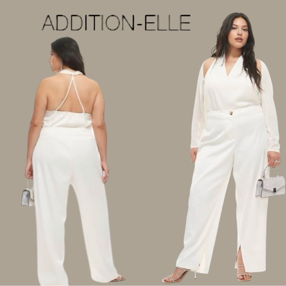 New ! Addition Elle Satin-Like Off-White Pants Size 18
